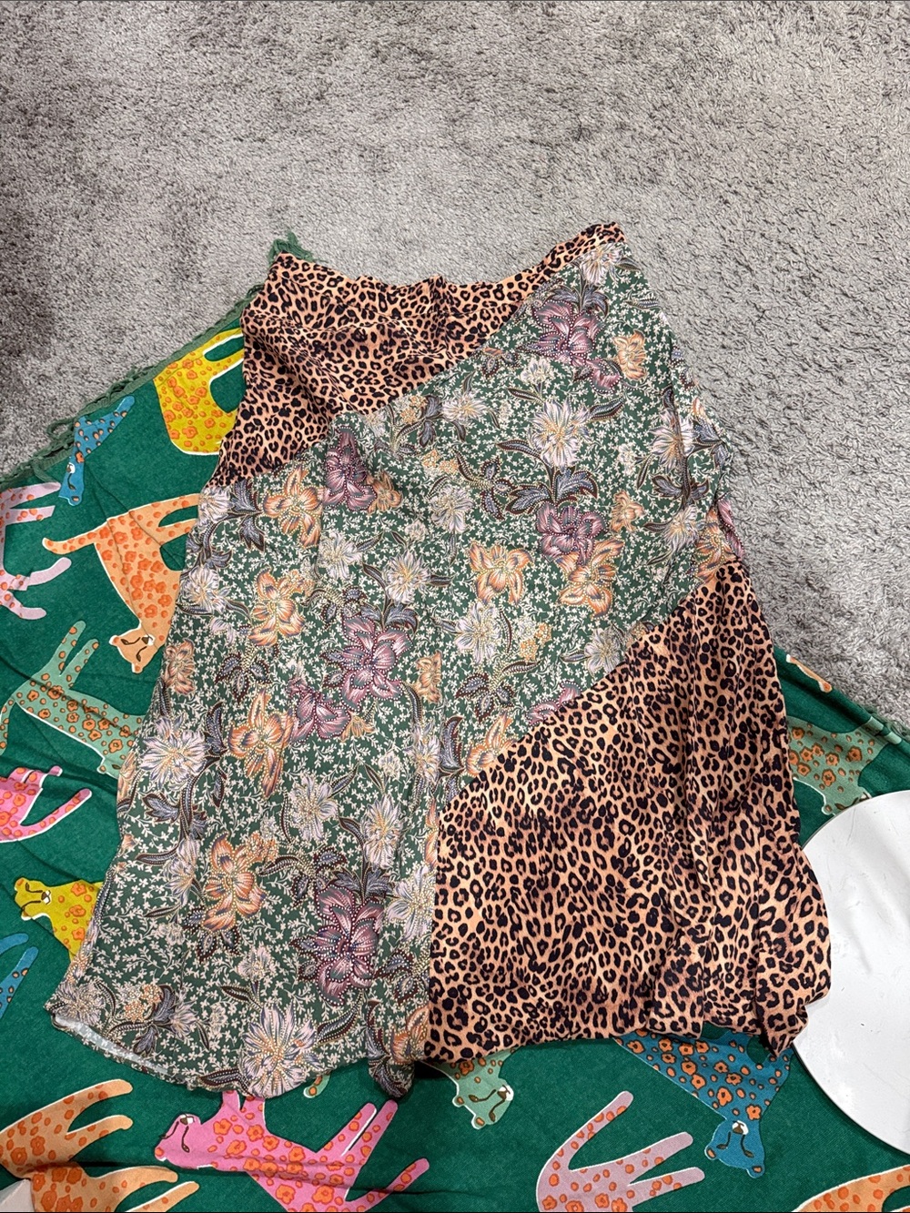 Kachel Anthropologie Floral Leopard Slip Skirt 18 - Picture 3 of 5